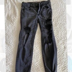 American Eagle black distressed jeans